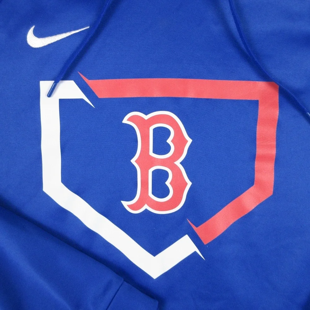 Boston Red Sox Sweater Mens Large Blue Hoodie Sweatshirt Nike Drifit Baseball